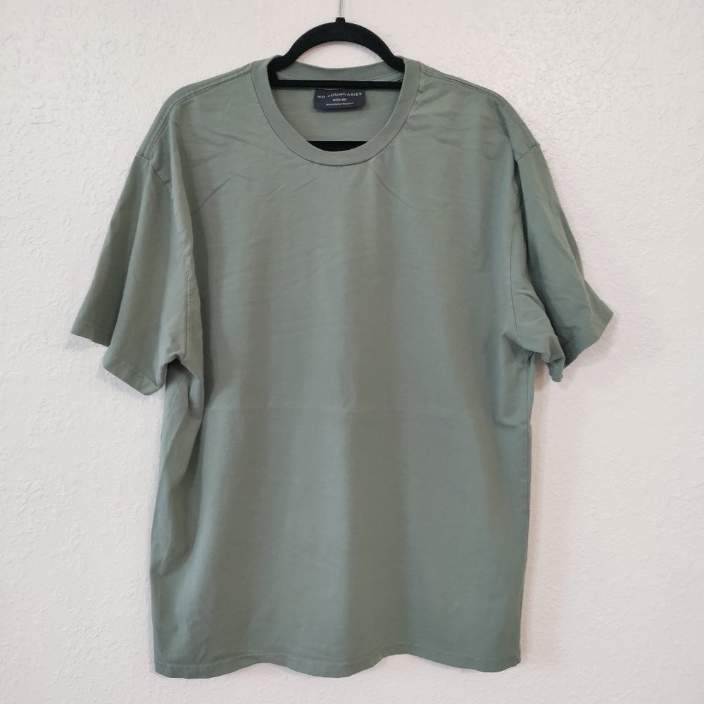 No Bounderies Men's Plain Green Shirt Medium